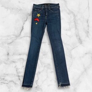 Veronica Beard Dark Blue Skinny Jeans with Star and Chevron Patch